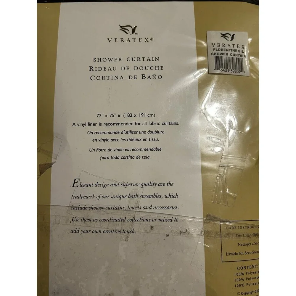 VERATEX Floral FABRIC Shower Curtain 72